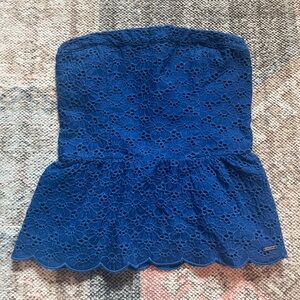 Abercrombie Blue Lace Bustier/Corset-Style Top Size Medium
